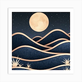 Full Moon In The Desert Art Print