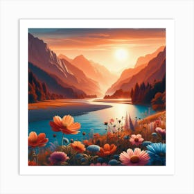 Sunset In The Mountains Art Print