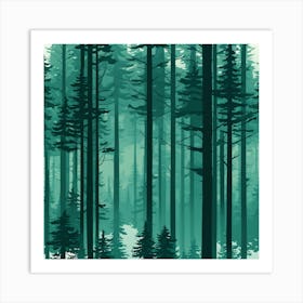 Illustration Of A Forest Art Print