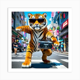 Tiger With Boombox Art Print