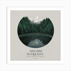 Tranquil Silence: Serene Forest Lake with Moonlit Reflections 2 Art Print