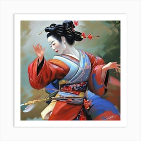 Geisha Dancing Art Print