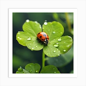 Ladybug On A Leaf Art Print