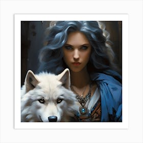 Wolf And Woman 1 Art Print