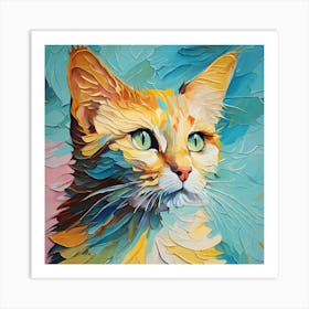 Abstract Vincent van Gogh painting cat in pastel shades. 1 Art Print