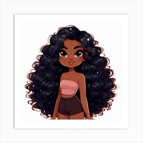 Black Girl With Curly Hair 1 Art Print