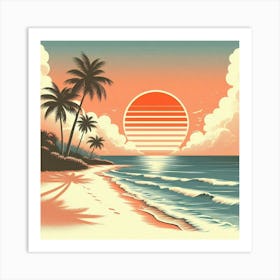 Sunset At The Beach 12 Art Print