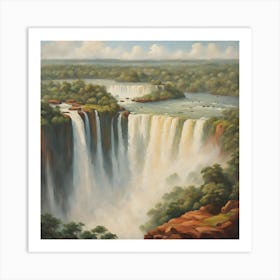 Iguazu Falls#2 vintage oil painting style Art Print