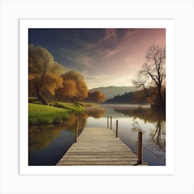 Dock At Sunrise Art Print