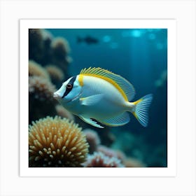 A Delicate Butterfly Fish Swimming Near The Reef 2 Art Print