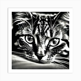 Black And White Cat 9 Art Print