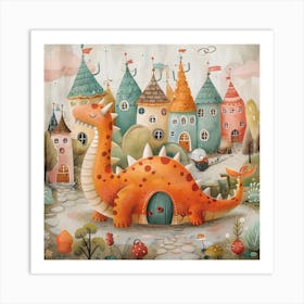 Dragon In A Castle Art Print