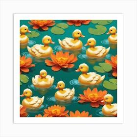 Ducks In Water 5 Art Print