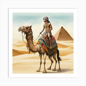 Egyptian Man On Camel 2 Art Print