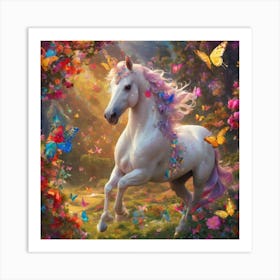 Unicorn With Butterflies Art Print