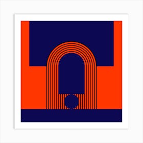 Orange and Blue Geometric Arch  Art Print