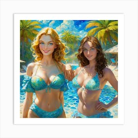 Two Girls In Bikinisvuih Art Print