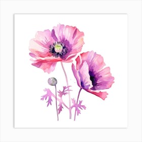 Watercolor Poppies 1 Art Print