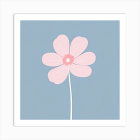 A White And Pink Flower In Minimalist Style Square Composition 122 Art Print