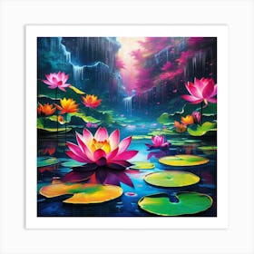 Lotus Lily Painting Art Print