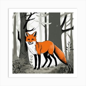 Fox In The Woods Art Print