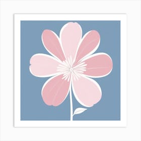 A White And Pink Flower In Minimalist Style Square Composition 409 Art Print