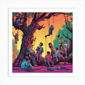 Tree With Children In It Art Print