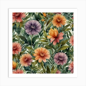 Watercolor Floral Pattern 3 Art Print