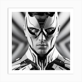 B&W Photography, Model Shot, Man In Future Wearing Futuristic Suit, Beautiful Detailed Eyes, Professional Award Winning Portrait Photography, Zeiss 150mm F 2 Art Print