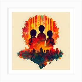 Children In Silhouette Art Print