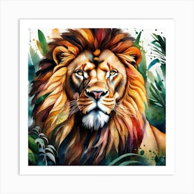 Majestic Lion Watercolour Paintout Art Print