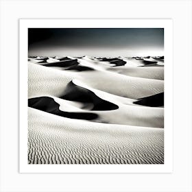 Sand Dunes, black and white art 1 Art Print