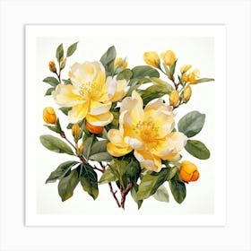 Yellow Camellia Art Print