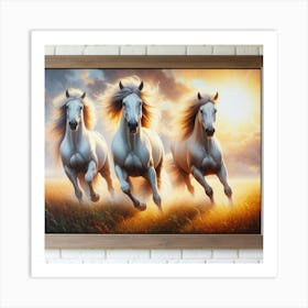 Three White Horses Art Print