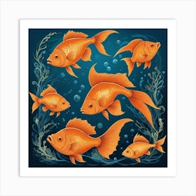 Default Fish Shaul Nautical Orange Art 2 Art Print