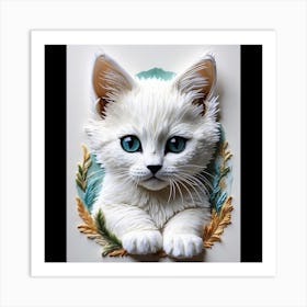 White Cat With Blue Eyes Art Print