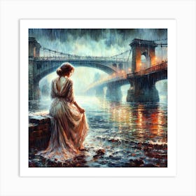 Girl In The Rain Art Print