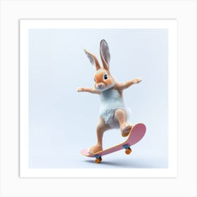 Rabbit On A Skateboard Art Print