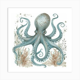 Watercolour Storybook Style Octopus 3 Art Print
