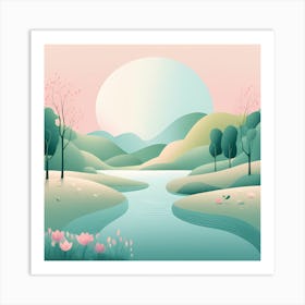 THE LAKE 12 VECTOR ART Art Print