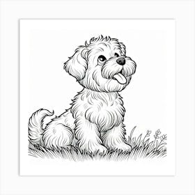 Line Art terrier dog Art Print