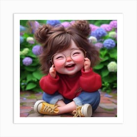 Cute Little Girl With Glasses Art Print