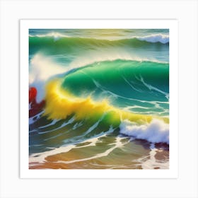 Spectrum Surge: The Vivid Dance of Ocean Waves Art Print