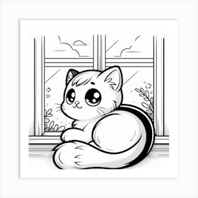 Line Art cat 3 Art Print