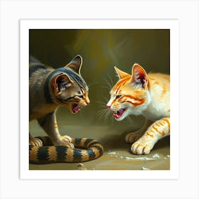 Two Cats Fighting Art Print