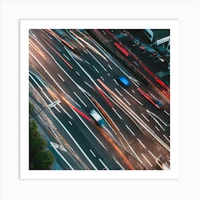 Aerial View Of City Traffic Art Print