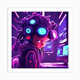 Girl In A Futuristic World Art Print