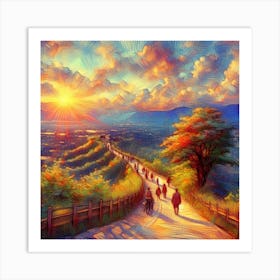 Sunset On The Road Art Print