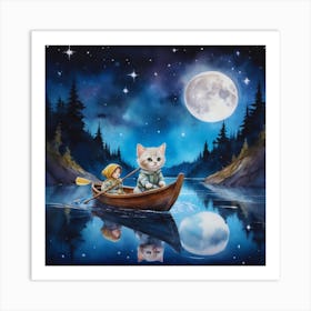 Cat In A Boat 14 Art Print