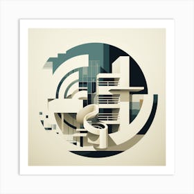 Abstract Art Of Modern Building Geometric Shape Art Print